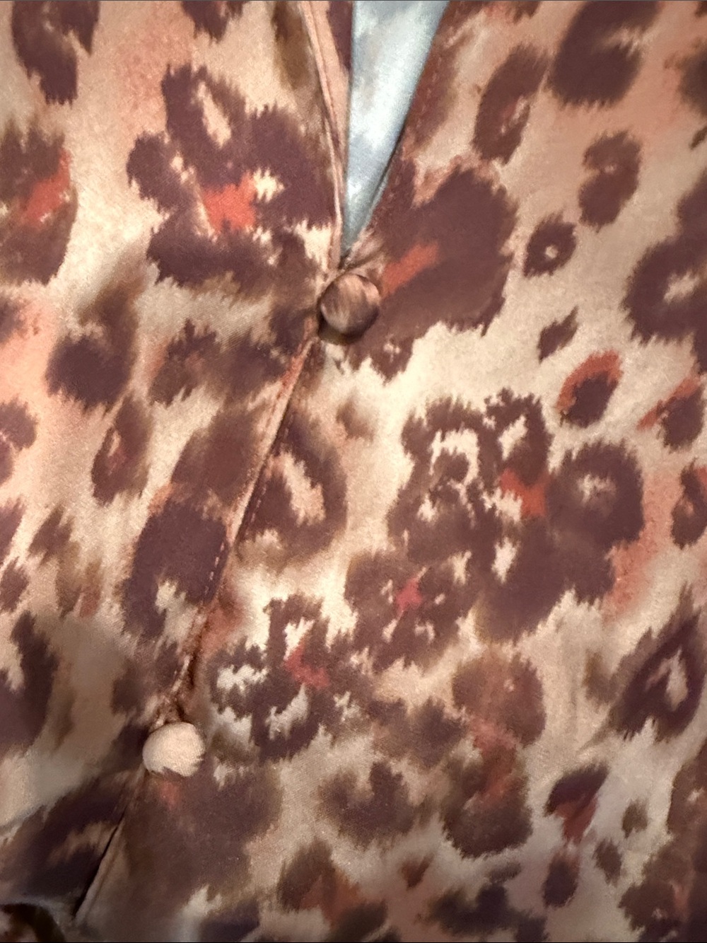 Free People Coral Red Leopard Satin Two-Piece Pajama Set - Picture 5 of 6